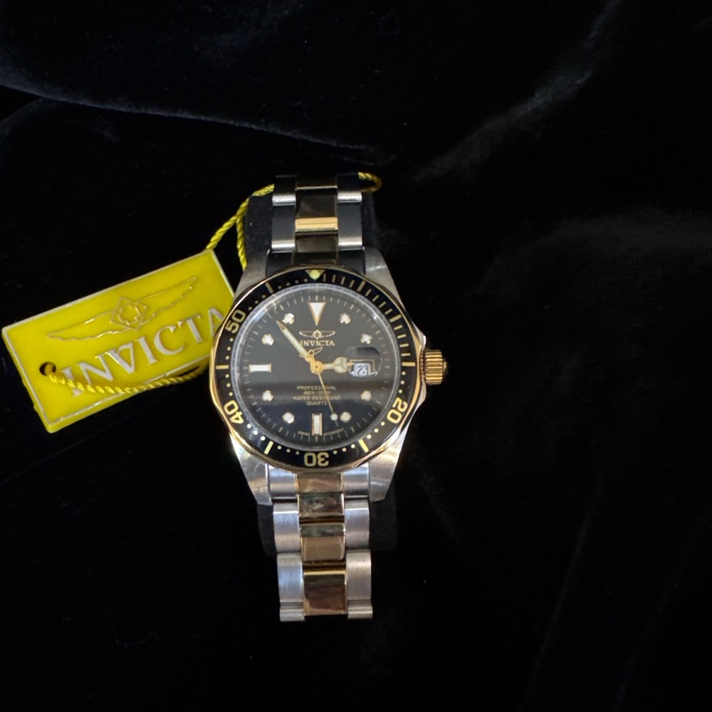 Invicta Black and Gold Stainless Steel Watch